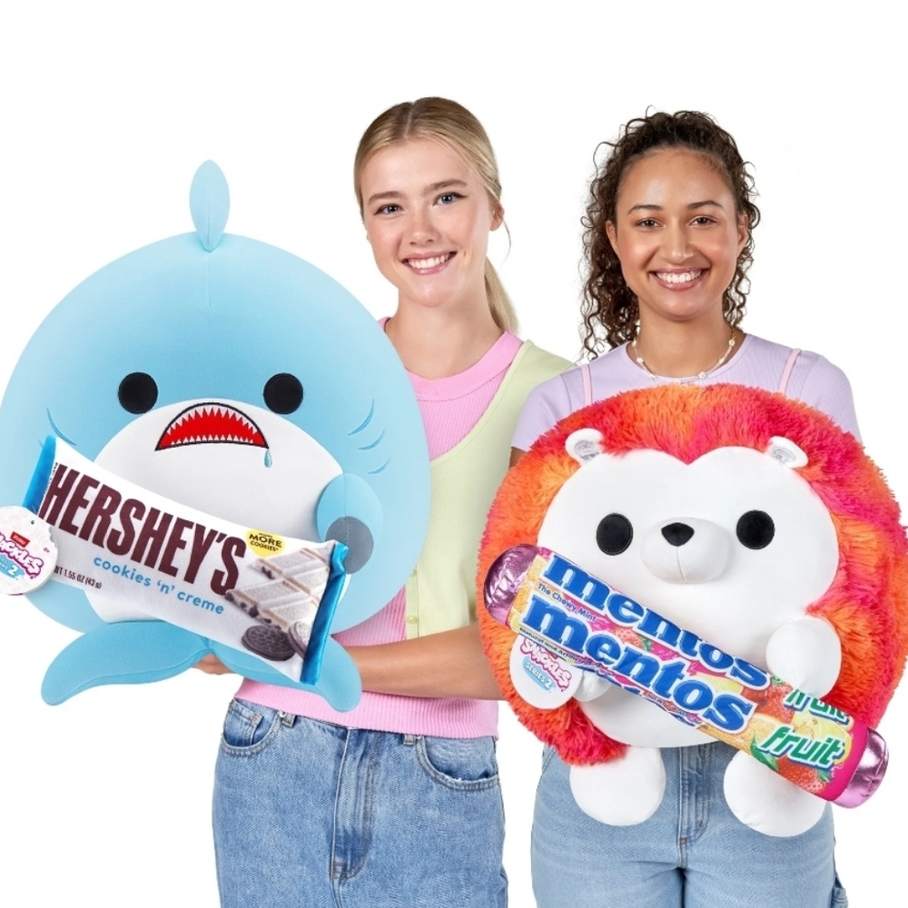 Shark Or Hedgehog Large 18" Plush SNACKLES Nwt Hersey Mentos Soft Stuffed Animal